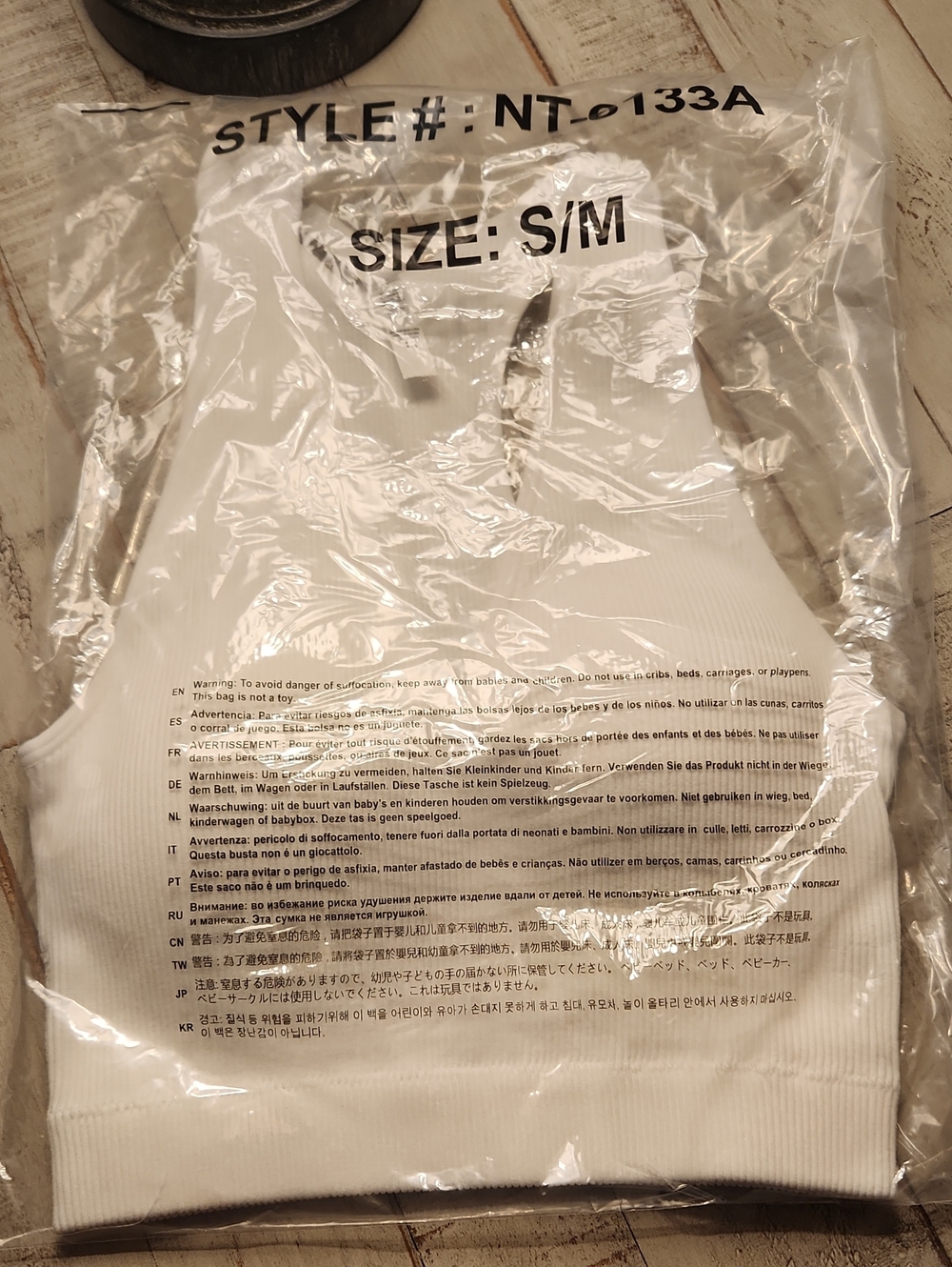 Zenana Outfitters White Ribbed V-Neck Racerback Brami/Bralette Stretchy Tank - Picture 5 of 5
